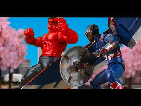 stop motion falcon captain america vs red hulk