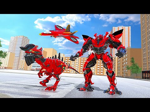 Dino Robot Transform Jet War: Green Robot Transform - Android Gameplay