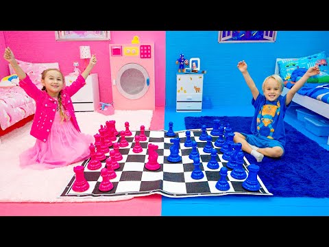 Chris và Nicole khám phá Thử thách Phòng màu hồng so với Phòng màu xanh