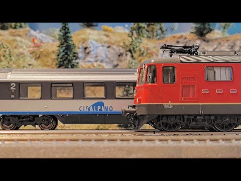 Spur HO : Re 4/4 II 11208 mit dem "Cisalpino"