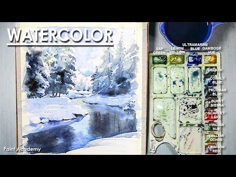 Icy Winter Stream Watercolor Painting step by step | Artist Composer Supriyo