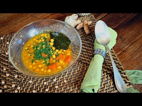 Garbanzos con jengibre y boniato vegano. Grão de bico com batata doce|veganos, cúrcuma