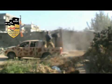 تصدي لواء عاصمة الإسلام بالرشاشات الثقيلة للطيران الحربي في سماء حي تشرين في مدينة دمشق