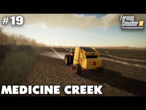 Medicine Creek #19 Baling Soybean Straw, Farming Simulator 19 Timelapse, Seasons