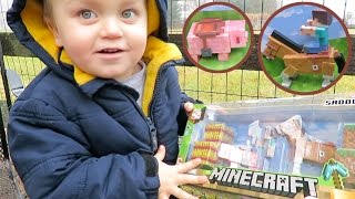 Unboxing Minecraft Overworld Saddle Pack: Horse, Steve, and Pig Figures