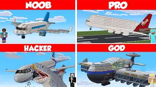 Minecraft AIRPLANE HOUSE BUILD CHALLENGE - NOOB vs PRO vs HACKER vs GOD / Animation