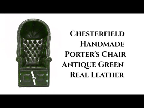 Chesterfield Handmade Porter's Chair Antique Green Real Leather