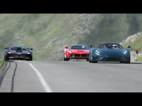 Koenigsegg Regera vs Ferrari LaFerrari vs Ferrari FXX- K at Hihglands