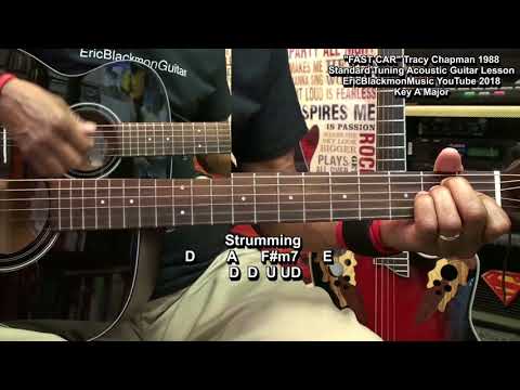 FAST CAR Tracy Chapman Guitar Lesson NO CAPO  Easy Finger Style STANDARD TUNING @EricBlackmonGuitar