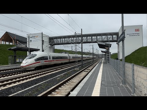 Neubaustrecke Wendlingen - Ulm: ICE 3 und ICE 4 Durchfahrten in Merklingen [4K]
