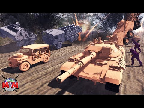 HUGE ROADSIDE AMBUSH ! 1000 Army Men Attack the Convoy | Army Men Of War| Battle Simulator