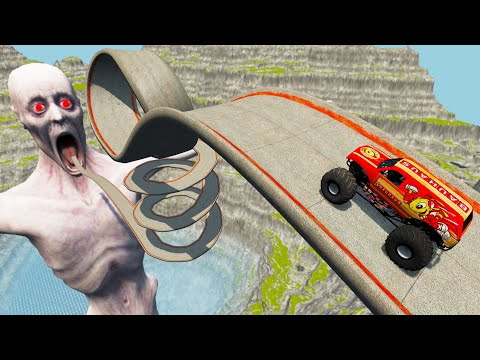 Impossible Wave Bridge Crossing Cars Vs The Shy Guy Vs Deep Water - BeamNG.Drive
