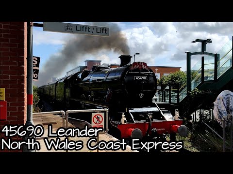 45690 Leander on The North Wales Coast Express at Prestatyn Station 16.07.2023
