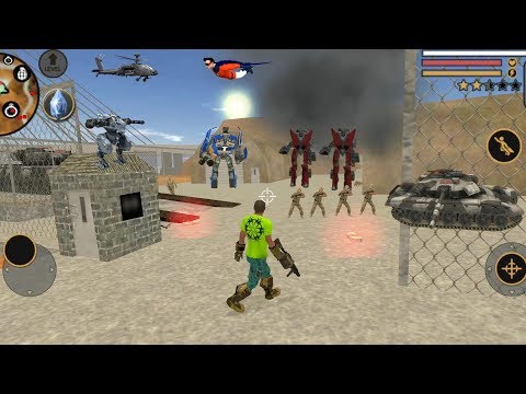 Vegas Crime Simulator (Vegas Hero Fight Robot Car on Army Base) Rocket Launcher Destroy Robot Car
