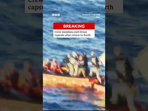 Orion crew members exit module after safe splashdown #ArtemisII #BBCNews