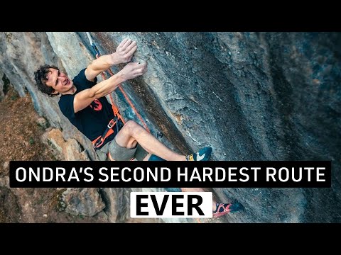 Adam Ondra climbs his second hardest route