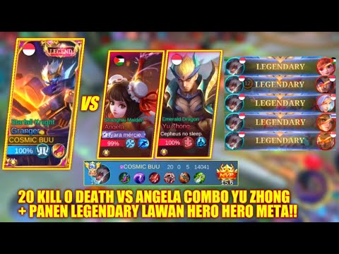 GLOBAL GRANGER VS ANGELA COMBO YU ZHONG!! 20 KILL 0 DEATH + PANEN LEGENDARY LAWAN HERO HERO META!!