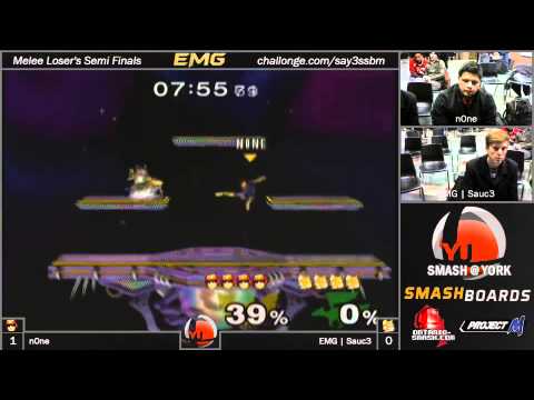Smash @ York 3: N0ne (Falcon) vs EMG | Sauc3 (Fox) Losers Semis