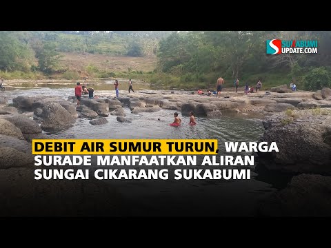 Debit Air Sumur Turun, Warga Surade Manfaatkan Aliran Sungai Cikarang Sukabumi