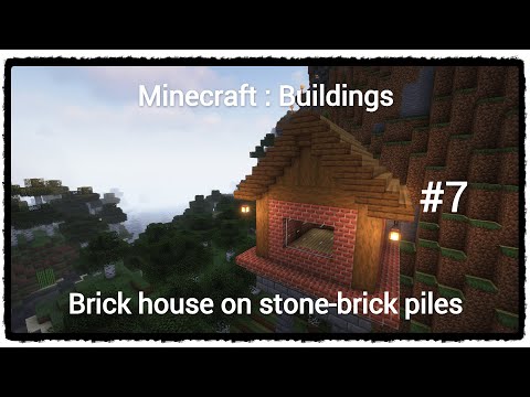 Minecraft : Buildings. Building a brick house on stone-brick piers #7