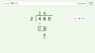 Long Division Problem 480/2: Step-by-Step Video Solution