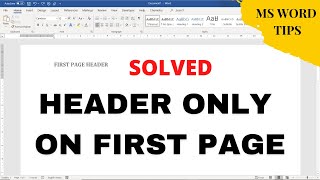 How to put header only on First Page in Ms Word Step by Step 2021