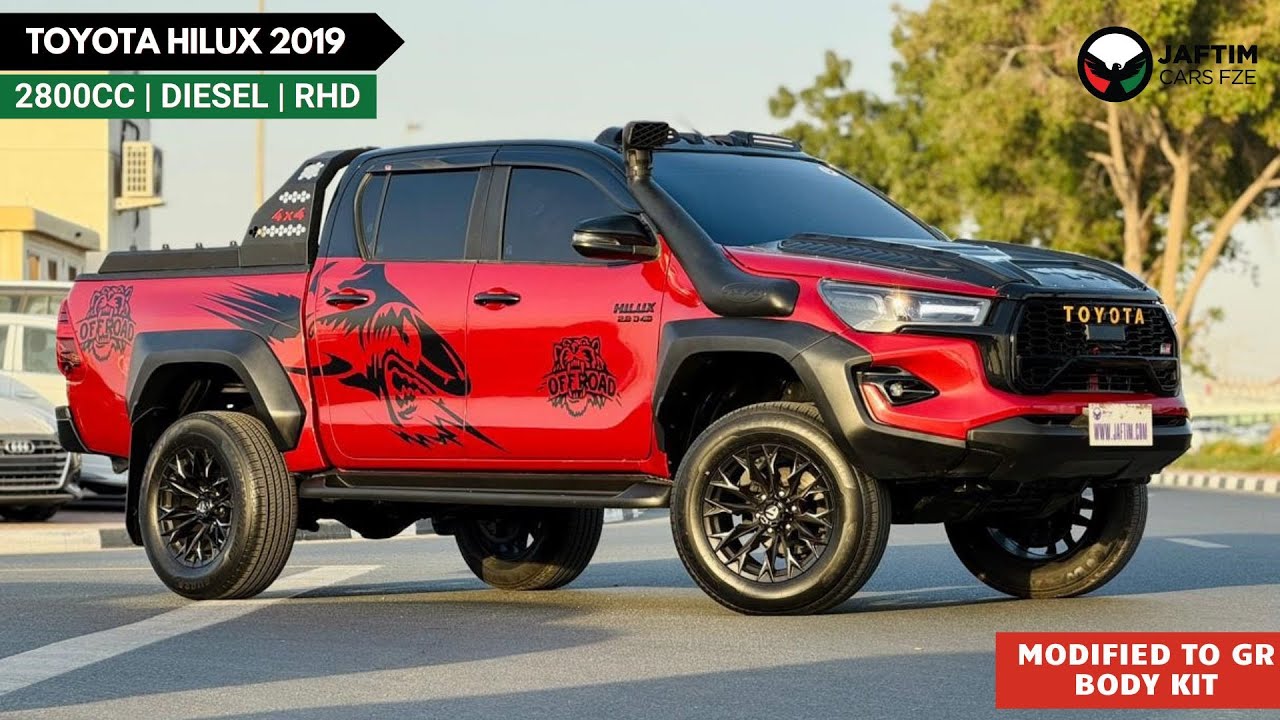 تويوتا هيلوكس 2019 | 2.8L DIESEL | MANUAL TRANSMISSION | RHD | MODIFIED TO GR SPORTS KIT | BONNET SCOOP | ROOF TOP video