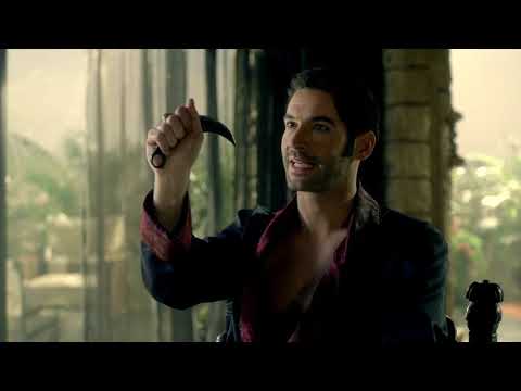 Mazifer 1x12 - Lucifer and Mazikeen testing his mortality with knives