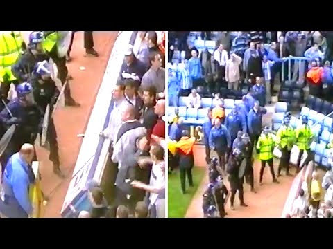 Portsmouth hooligans storm the Coventry City end