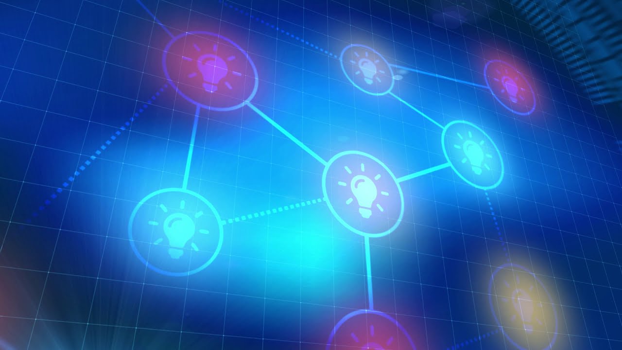 Bulb Idea Icon Animation Blue Digital Elements Technology Background| No copyright motion background