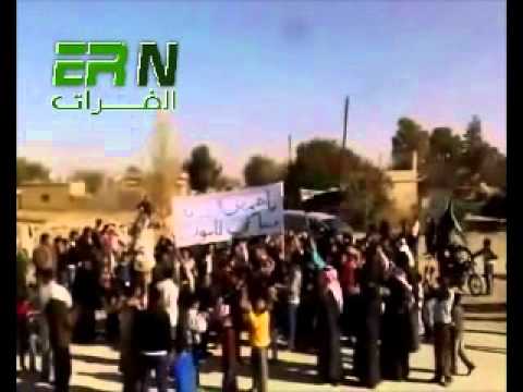 مظاهرة في قرية الطيانة في ريف دير الزور في جمعة "المنطقة العازلة مطلبنا"