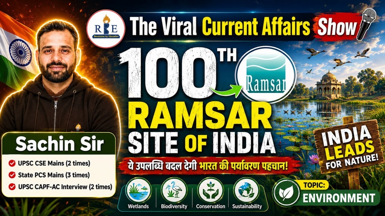 🌿100th Ramsar Site of India | Why in News? | SSC Current Affairs | Sachin Sir | RBE