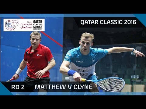 Squash: Matthew v Clyne - Qatar Classic 2016 Rd 2 Highlights