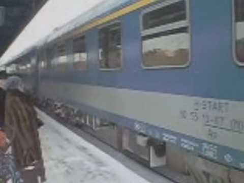 Train traffic in the snow in Hungary (2009)