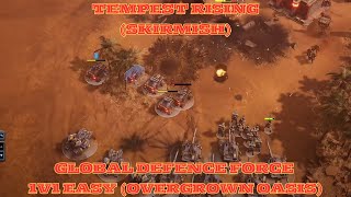 Tempest Rising Global Defence Force 1v1 Easy Skirmish (Overgrown Oasis) RTS Gameplay PC