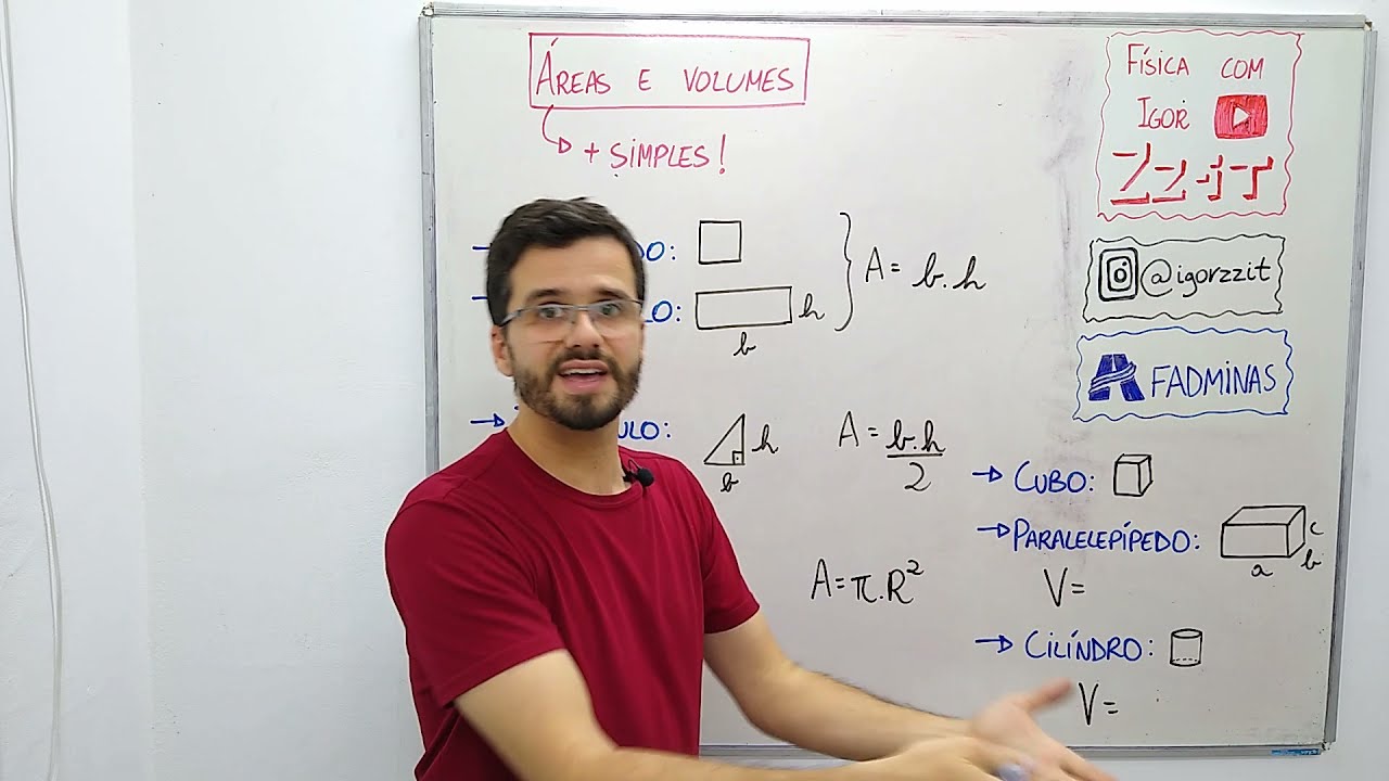 Principais áreas e volumes em Física (as mais comuns e mais simples)  - Aula de HIDROSTÁTICA #3