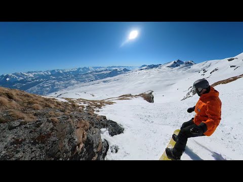 Freeriding from La Siala to Scansinas with no powder at Flims/Laax, slope 76 and 29