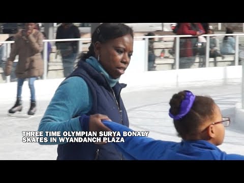 Three Time Olympian Surya Bonaly Ice Skates in Wyandanch Plaza