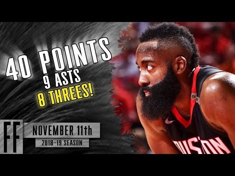 James Harden - 2018.11.11 - Rockets vs Pacers - 40 Pts, 9 Asts, 8 Threes!