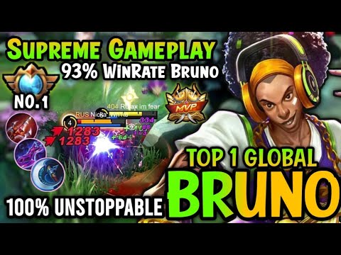 Supreme 1 Bruno 93% Win Rate!! Top 1 Global Bruno Best Build 2022 - Mobile Legends