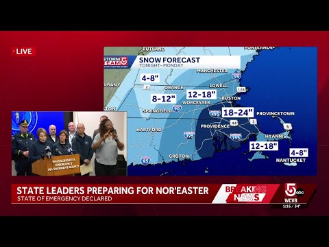 Mass. Gov. Healey declares state of emergency in preparation for massive nor'easter