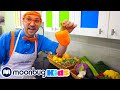Blippi Learns To Cook Yummy Vegetable Treats Moonbug Kids TV Shows Cartoons For Kids