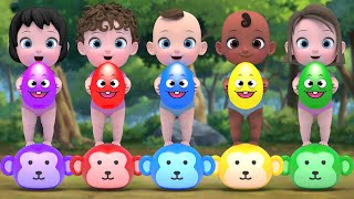 Download lagu Surprise egg | Head Shoulders Knees And Toes & Five Little Monkeys Nursery Rhymes & Kids Songs mp3