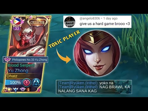 FINALLY A HARD GAME WITH TOXIC TEAMMATE! | YU ZHONG PERFECT COMBO - MLBB