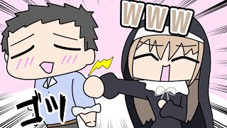 クレアさんにパンチされそうになる社築[にじさんじ/社築/シスター・クレア/手描き切り抜き/手描き]