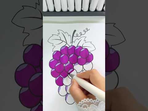 Coloring a Grape Picking in Purple 🍇 Using Markers | Fruits and Vegetables Book #coloring #asmr