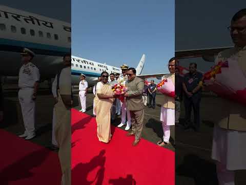 President Of India Droupadi Murmu Arrives At INS Hansa