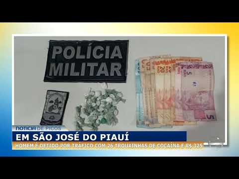 Em São José do Piauí homem é detido por tráfico com 26 trouxinhas de cocaína e R$ 325,00