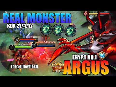 Killing Machine Argus Real Monster(MVP)Plays[Top 1 Global Argus By the yellow flash]-MLBB