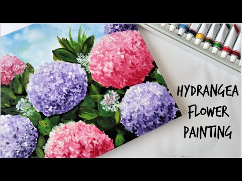 Hydrangea Flower Acrylic Painting Tutorial / Easy 3 step painting Video